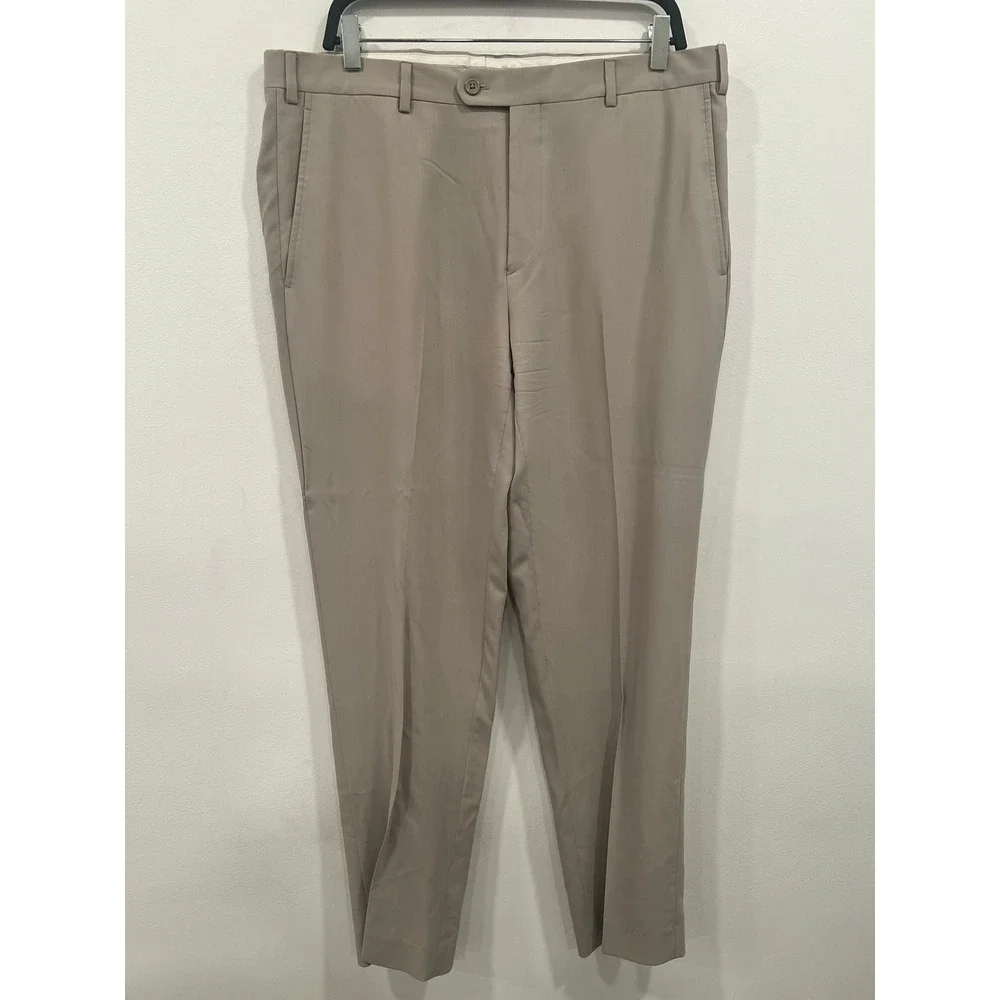 Santorelli Dress Pants Men's Pino Trousers Beige Wool Luxury Made In Italy SZ 36